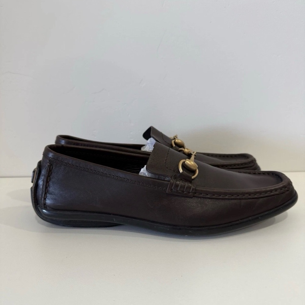 Gucci Dark Brown Leather Horsebit Loafers with Gold Hardware - Picture 3 of 13